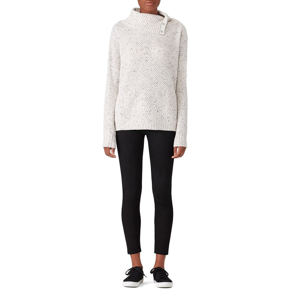 Michael Stars Chalk Snap Turtleneck Asymmetrical Grey Knit Sweater Size Small
